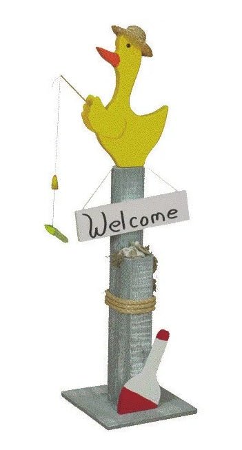 Lawn Decor WELCOME PIER POST - Fishing Duck or Pelican – Saving
