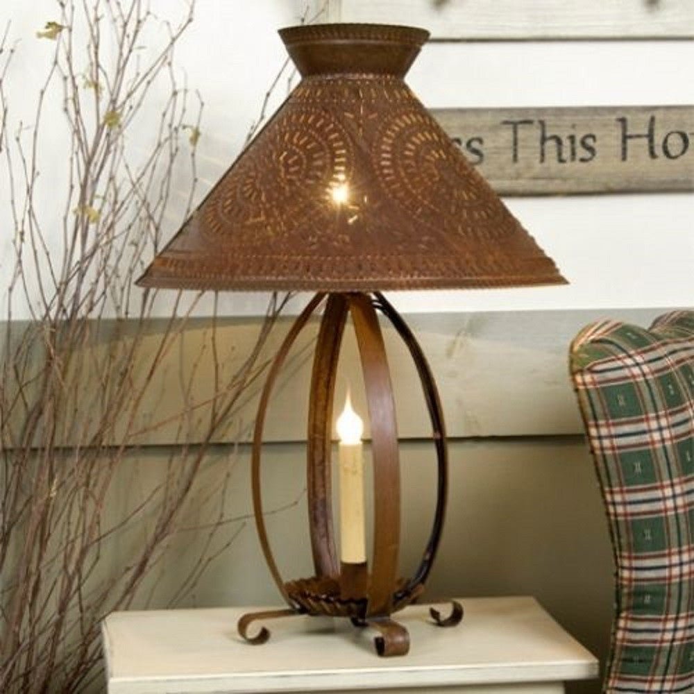 Handmade Wrought Iron Betsy Ross Lamp with Punched Tin Shade – Saving ...