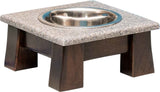Handcrafted for PetsSINGLE Dish MODERN ELEVATED DOG FEEDER - Brown MAPLE Wood with CORIAN Top and BowlsDogdog bowlSaving Shepherd